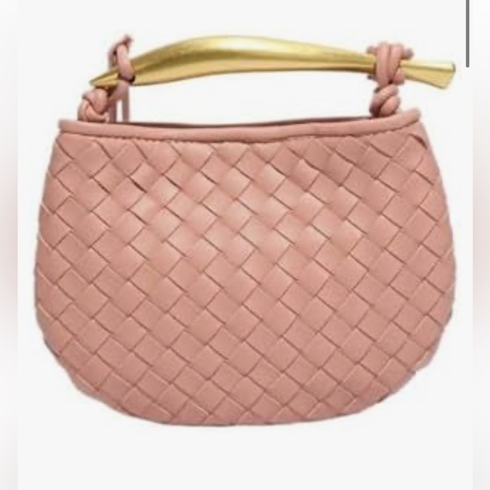 Woven Blush Pink & Brass‎ Bag